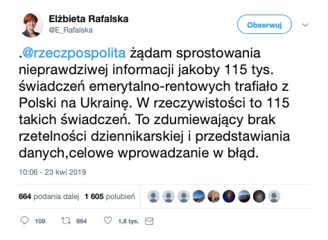 Rzeczpospolita posłużyła się nieprawdziwymi danymi. Redakcję poprawiła minister Elżbieta Rafalska