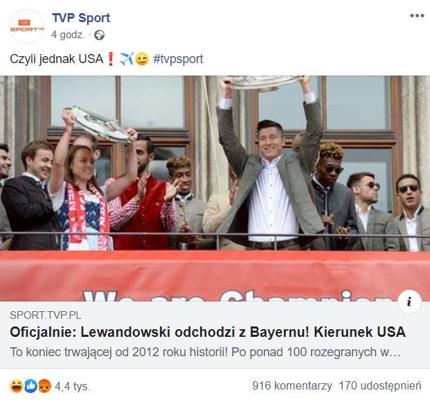 Clickbait TVP Sport zmylił tysiące czytelników