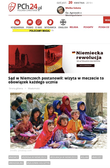 Katolickie medium przekazało niesłusznie, że każde niemieckie dziecko musi odbyć wizytę w meczecie