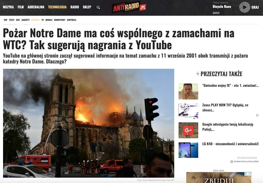 Pożar paryskiej katedry Notre-Dame sprowokował lawinę fake newsów i teorii spiskowych