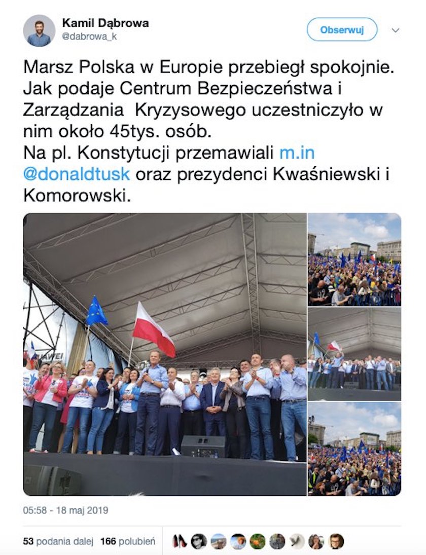 Sprzeczne informacje ws. frekwencji na marszu Polska w Europie obiegły sieć i rozpoczęły polityczną dyskusję