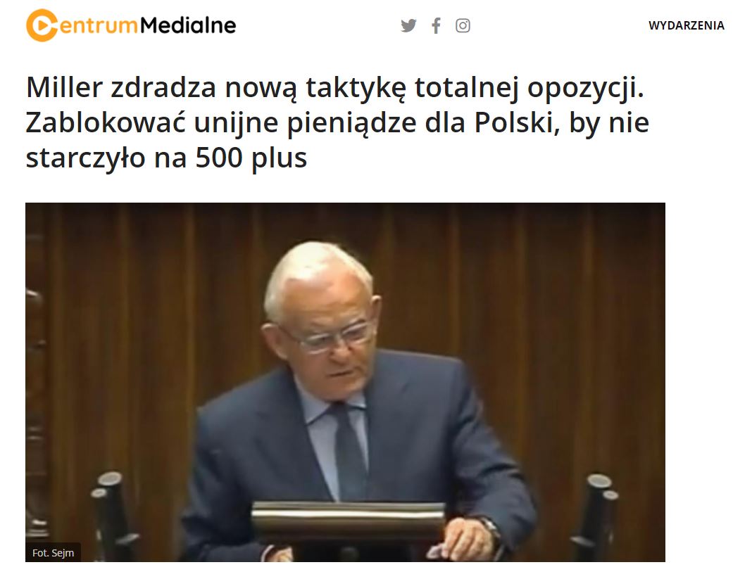 Centrum medialne zdradza taktykę opozycji, ujawnioną przez Leszka Millera. Problem w tym, że nigdy jej nie wygłosił