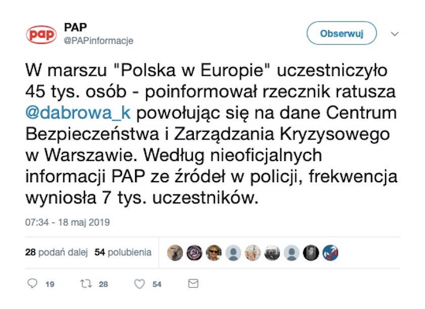 Sprzeczne informacje ws. frekwencji na marszu Polska w Europie obiegły sieć i rozpoczęły polityczną dyskusję