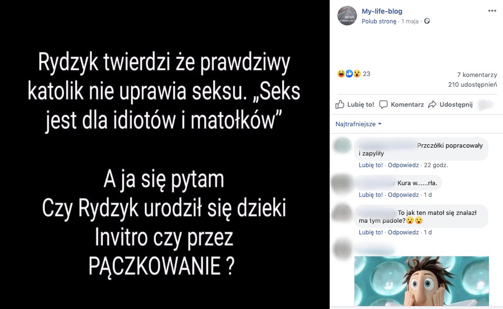 Grafika z nieprawdziwym cytatem ojca Rydzyka obiegła Facebooka. Miał stwierdzić, że życie seksualne jest dla idiotów i matołków