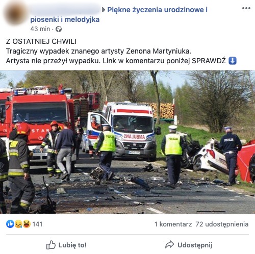 W sieci pojawiły się nieprawdziwe informacje o śmierci Zenka Martyniuka w wypadku samochodowym