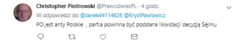 Po Twitterze krąży kłamliwy wpis, że PO chce na Westerplatte wybudować centrum handlowe. Podała go dalej Krystyna Pawłowicz