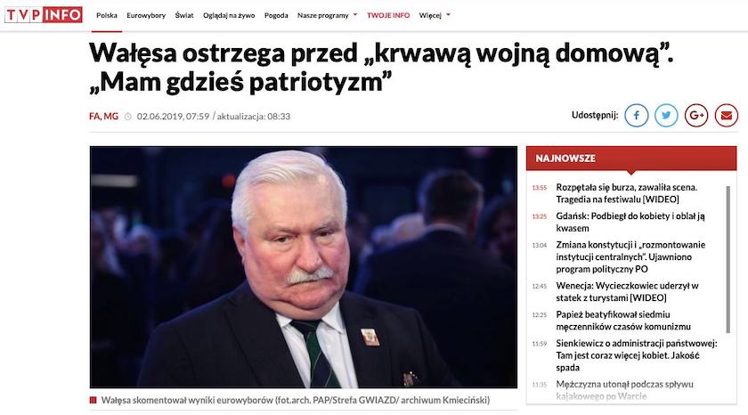 TVP Info oraz Najwyższy Czas! opisały wywiad Lecha Wałęsy dla GW. Nagłówki mogły wprowadzić w błąd wielu internautów