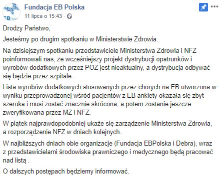 Ministerstwo zmienia zdanie ws. refundacji opatrunków? Zmagający się z EB biją na alarm