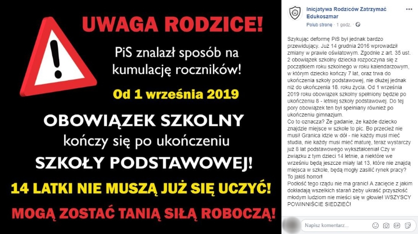 14-latki nie mają obowiązku się uczyć? Fake news na temat obowiązku szkolnego obiega Facebooka