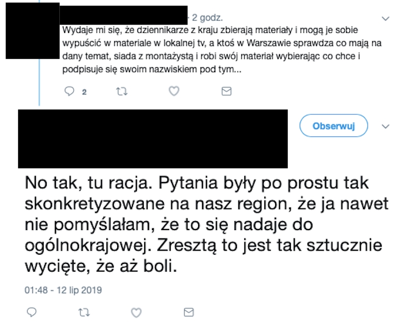 W materiale Wiadomości TVP o naborze do liceów zacytowano wypowiedź uczennicy. Jak sama twierdzi, słowa wyrwano z kontekstu w celach propagandowych