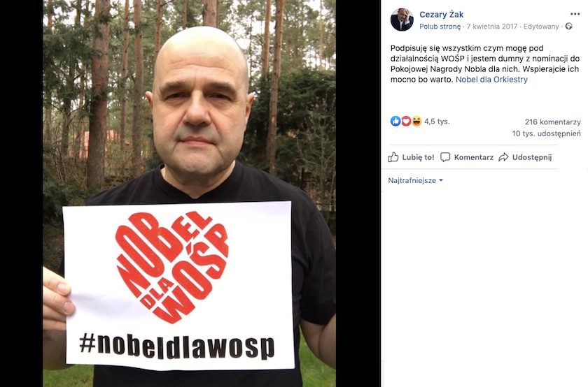 Przerobione zdjęcie znanego aktora obiega Facebooka. Chciał wesprzeć WOŚP, przypisano mu zmanipulowane słowa