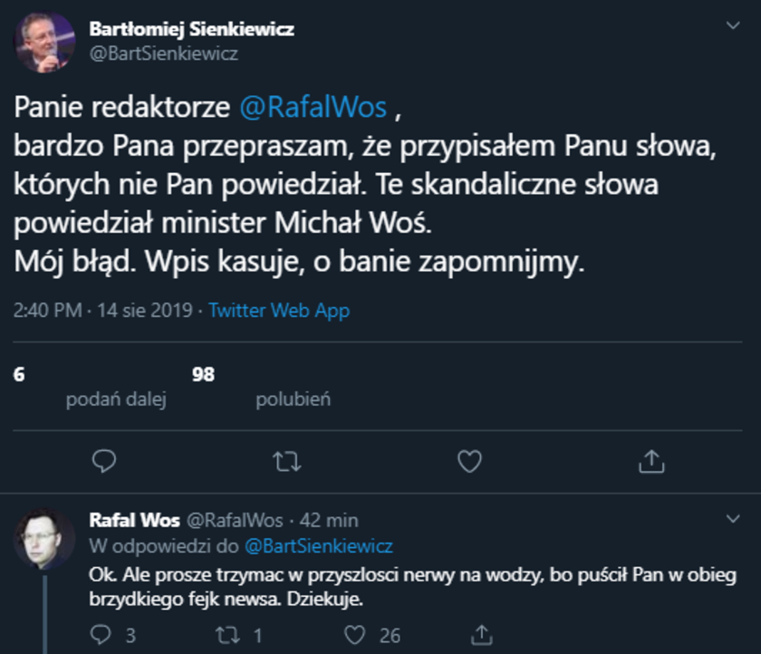 MSWiA: błąd byłego ministra