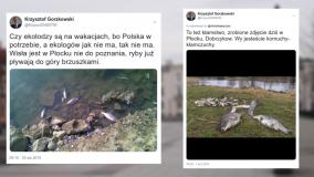 Afera ściekowa. Działacz PiS z Płocka pokazał zdjęcie śniętych ryb w Wiśle. Pochodzi z 2010 roku