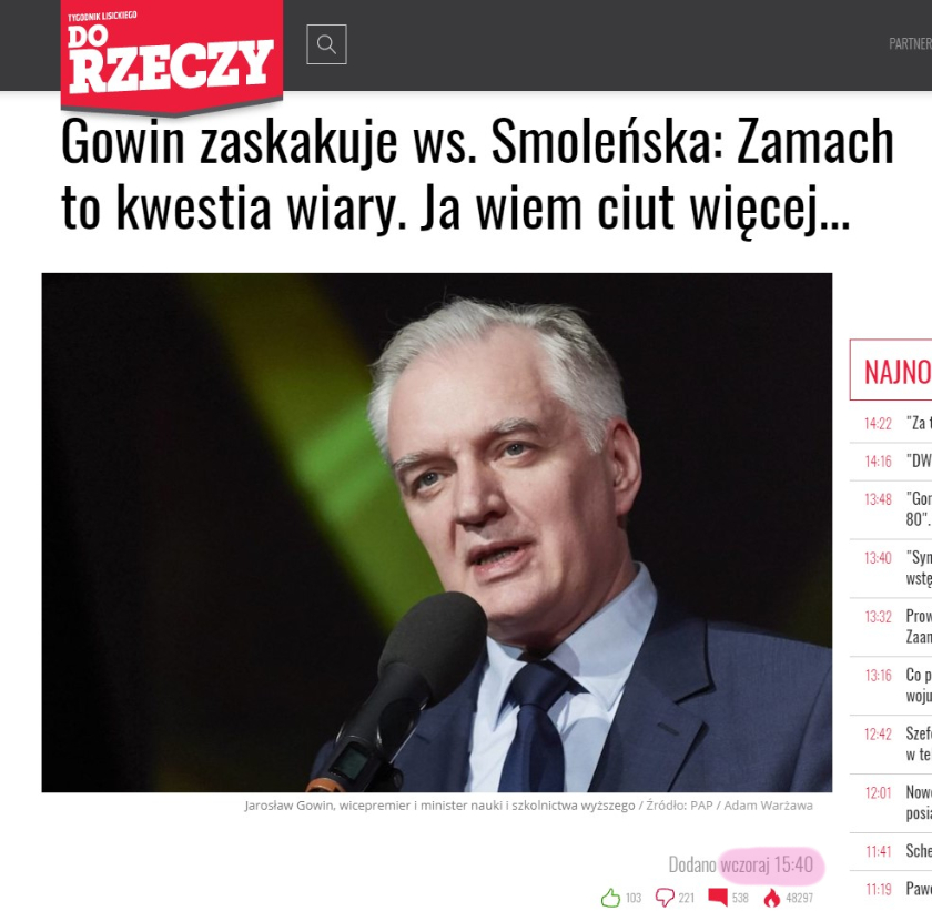 Katastrofa smoleńska Jarosław Gowin