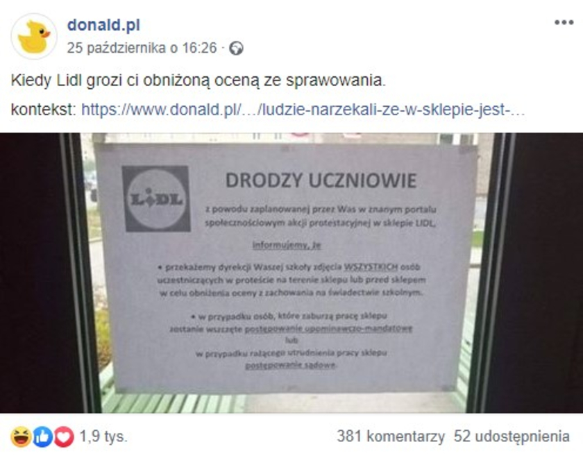 LIDL komunikat