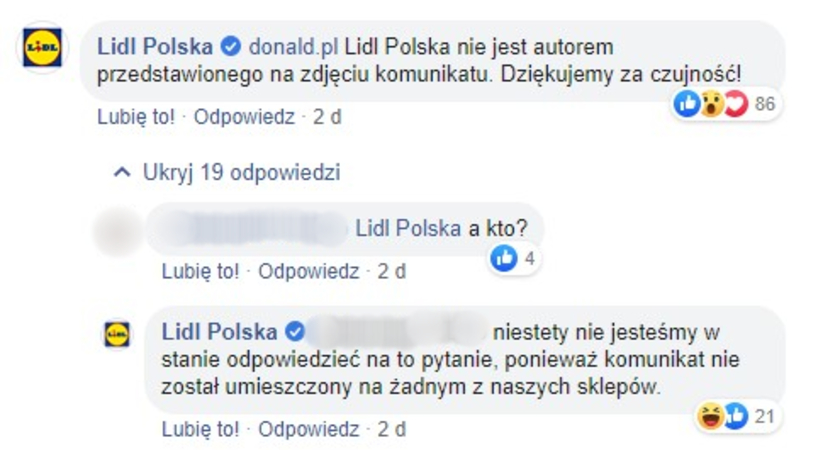 LIDL oświadczenie