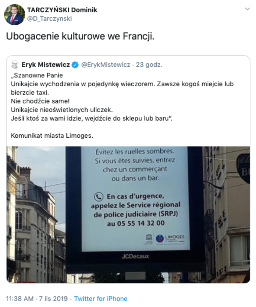 Dominik Tarczyński Twitter