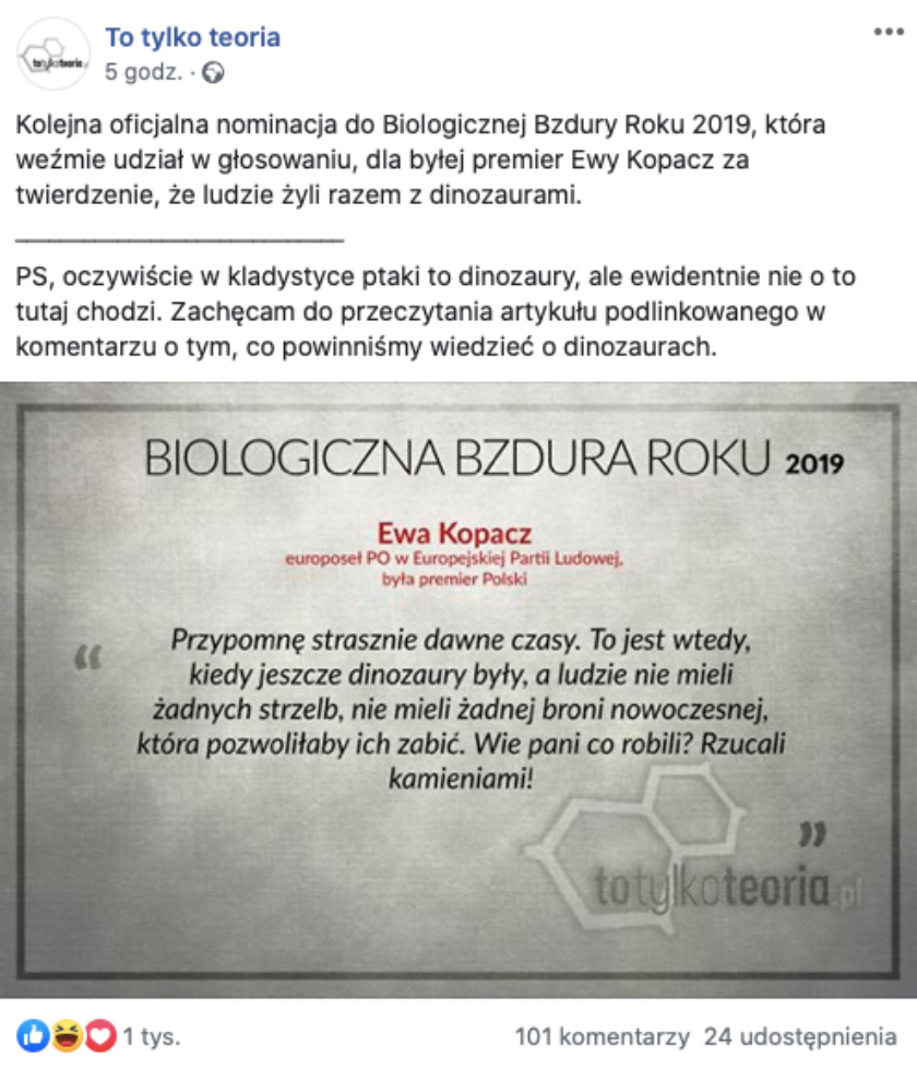 Ewa Kopacz dinozaury