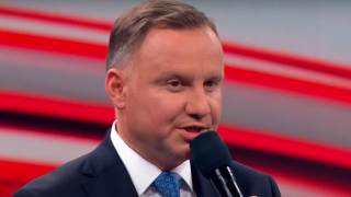 Andrzej Duda podczas debaty prezydenckiej w Końskich