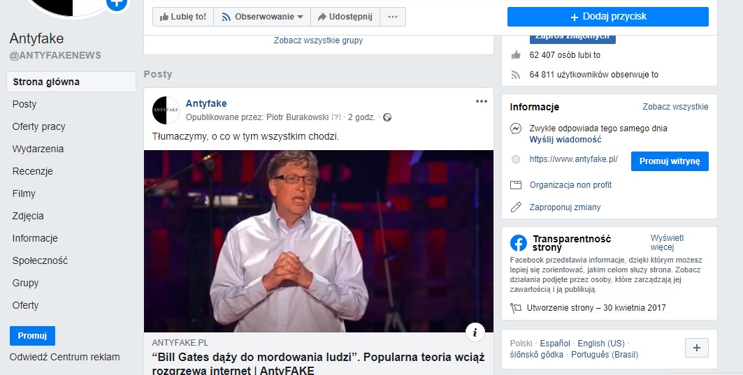 Klasyczny wygląd Facebooka.