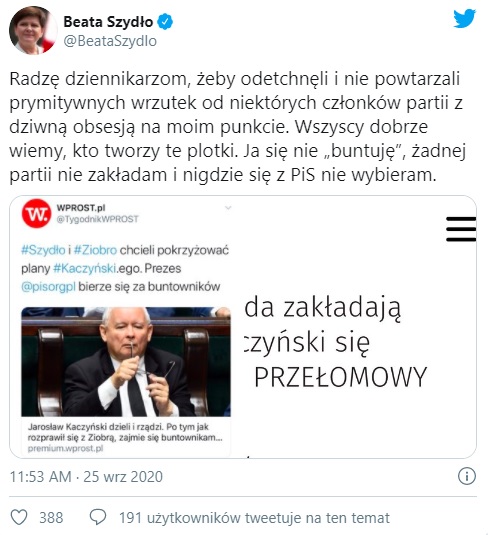 Beata Szydło - Twitter