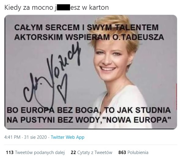 Fałszywy tweet o Małgorzacie Kożuchowskiej.