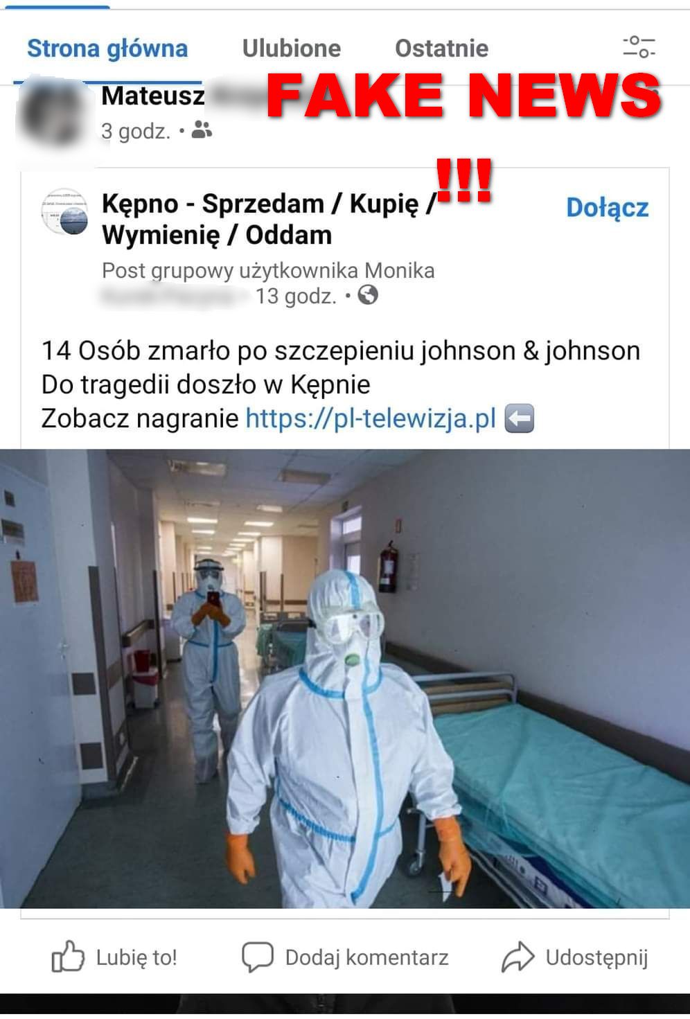 Fake news o zgonach po szczepieniu na COVID-19